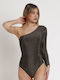 Admas Women's Bodysuit One Shoulder Lurex All Over Gold