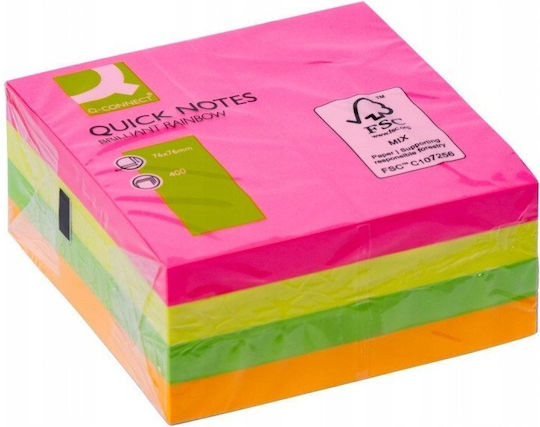 Q-connect Self-adhesive Sticky Notes 76x76mm 1x400 Sheets 4 Colors Neon
