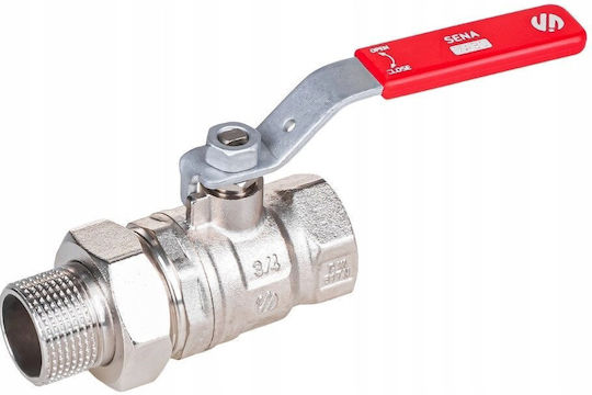 Straight Spherical Valve Semi-connection 1 1/4gw-1 1/2gz Lever Inox Sena Va30