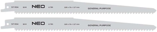 Reciprocating Saw Blades 228 x 19 x 1.27 Mm 6tpi Set 2 Pieces