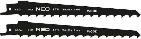 Reciprocating Saw Blade Hcs 150 X 19 X 1.3 Mm 3tpi Set 2 Pieces