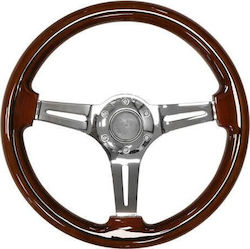 MTuning Wooden Car Steering Wheel with 35cm Diameter Silver