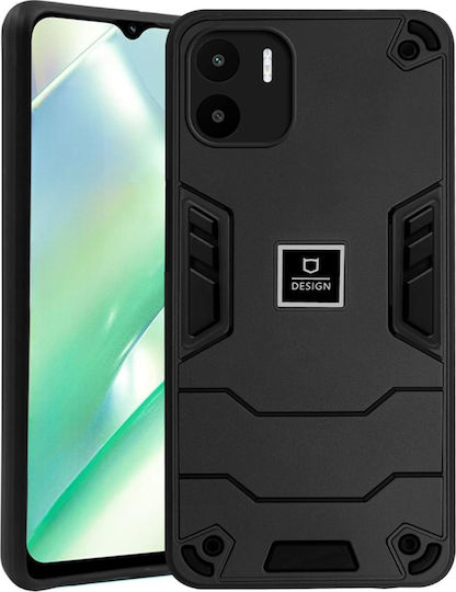 Forcell Plus Hybrid Back Cover Plastic / Tempered Glass Black (Redmi A1+ / A2+)