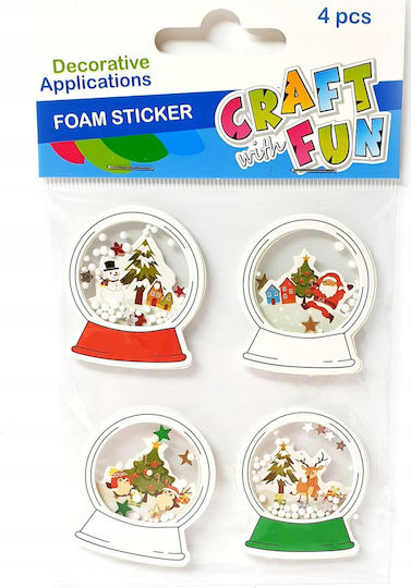 Craft with Fun Χριστουγεννιάτικα Αυτοκόλλητα με Σχέδιο Μπάλες 4τμχ