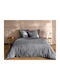 Douceur d'Intérieur Σετ Παπλωματοθήκη 220x240cm Υπέρδιπλη με 4 Μαξιλαροθήκες Veloutea Anthracite