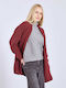 Celestino Women's Long Knitted Ribbed Burgundy Cardigan