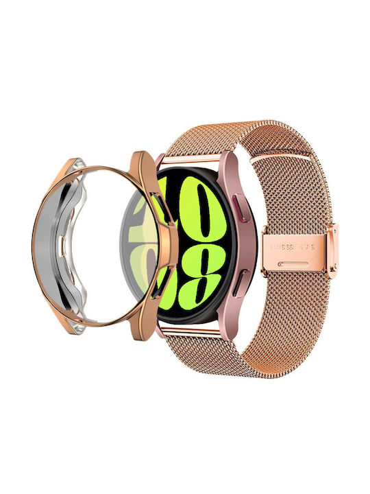 Brățară + Husă Capac De Protecție Samsung Galaxy Watch 6 44 Mm Roz Auriu