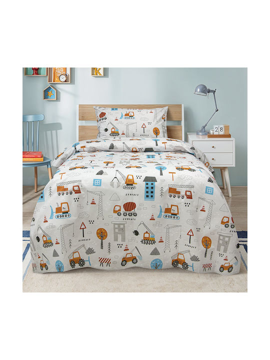 Lino Home Σετ Παιδική Παπλωματοθήκη Μονή Γκρι Lino Home Σετ Παιδική Παπλωματοθήκη Μονή Γκρι
