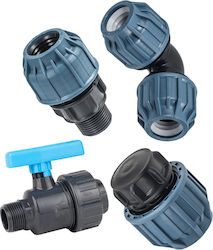 Elysee Tropfbewässerungsarmaturen mit Schalter Männlich Gewindetyp 25x3/4 Winkel Männlich Gewindetyp Ventil 25x3/4 Stecker F25 28 Stück