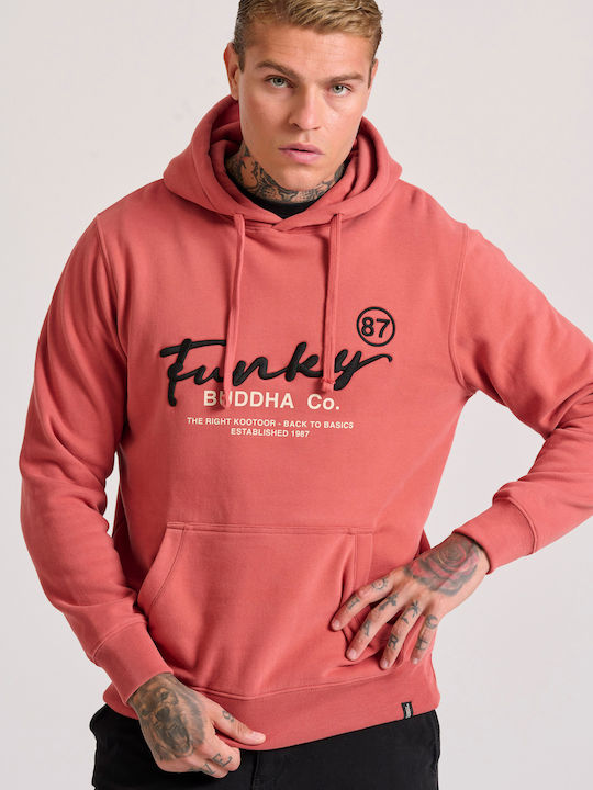 Funky Buddha Φούτερ με Κουκούλα Ροζ