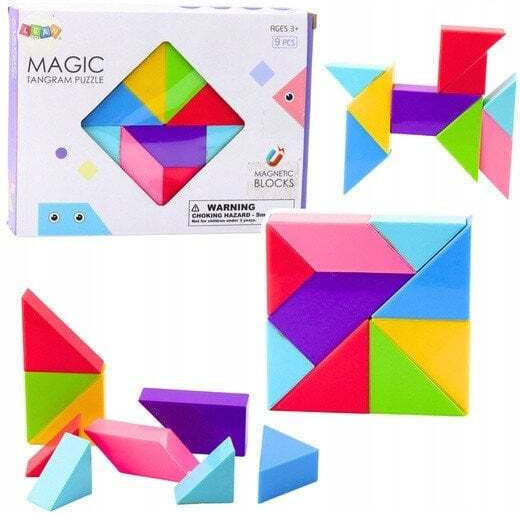 Lean Toys Magnetisches Bauspielzeug Tangram Blocks