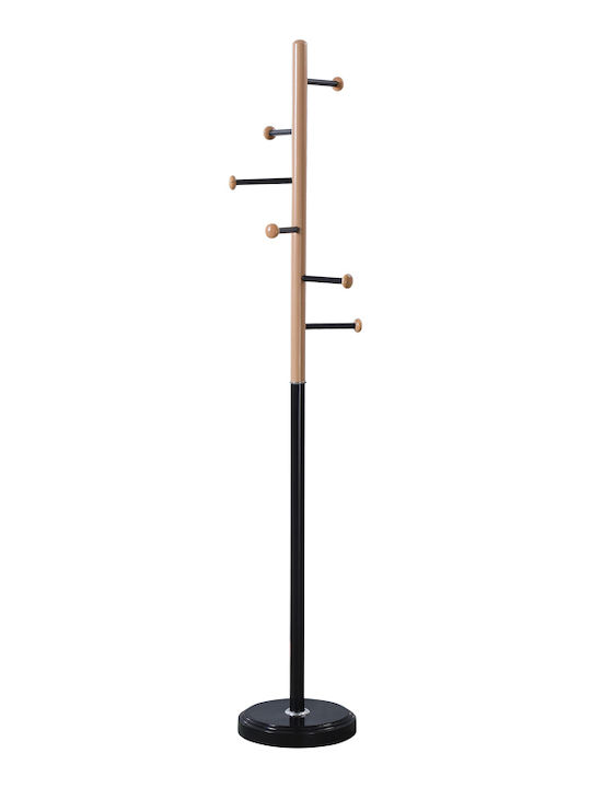 Pakketo Metallic Coat Rack Black Velvet-Black Metal Serea 30x30x175cm