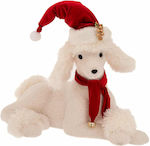 White Fabric Sitting Dog Red Hat Scarf 54x31x37cm