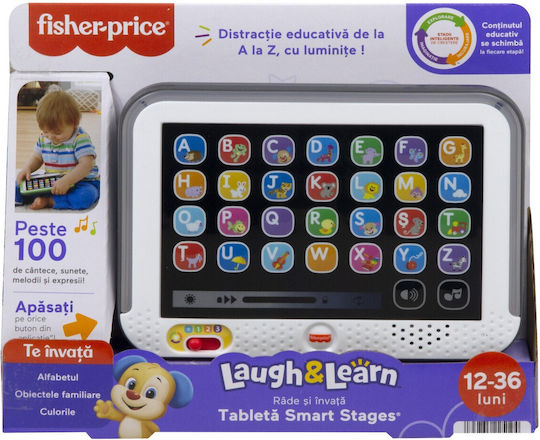 Fisher Price Laptop-Tablet Smart Tablet Romanian Pentru Bebeluși Cu Muzică și Sunete Pentru 12+ Luni