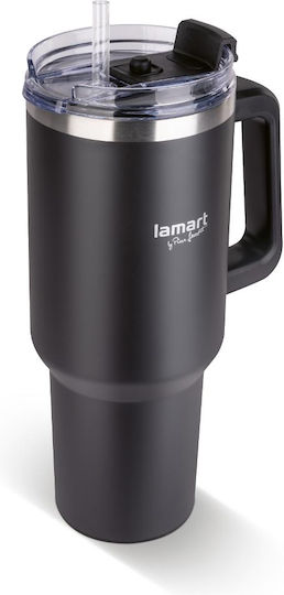 Lamart Ποτήρι Θερμός Ανοξείδωτο / Πλαστικό 900ml Μαύρο