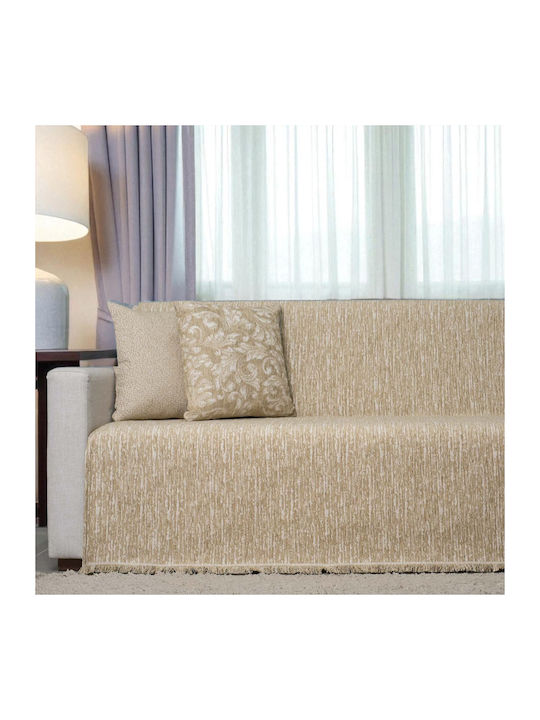 Cotone Ριχτάρι Τετραθέσιου Καναπέ Chenille 180x340εκ. Μελί 583340
