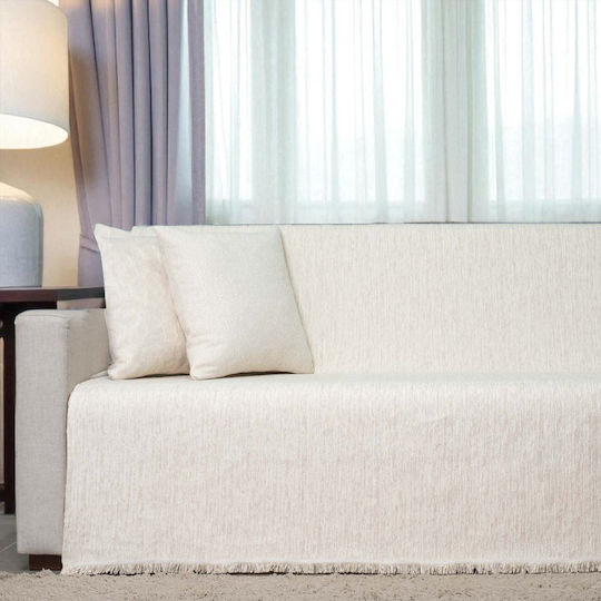 Cotone Ριχτάρι Τετραθέσιου Καναπέ Chenille 180x340εκ. Εκρού