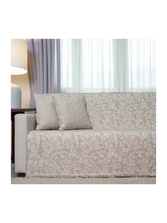 Cotone Ριχτάρι Τριθέσιου Καναπέ Chenille 180x300εκ. Γκρεζ 579300