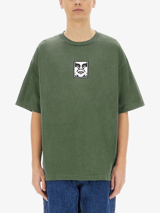 Obey Тениска Pigment Бронзово Зелена