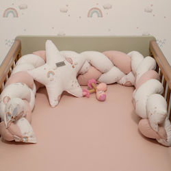 Baby Oliver Crib Bumper Braided Inside Pink 20x200cm
