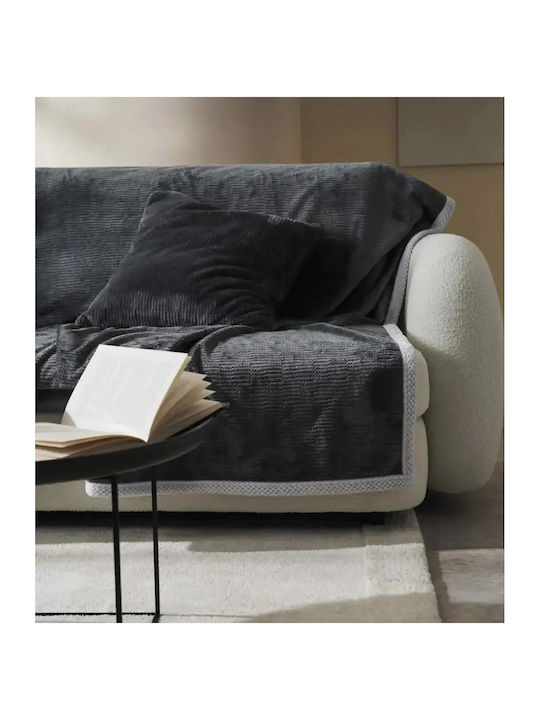Gofis Home Ριχτάρι Πολυθρόνας Ζακάρ 109x180εκ. Γκρι