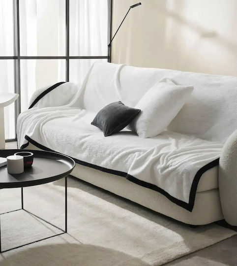 Gofis Home Three-Seater Sofa Throw 2 Sides Jacquard 109x300cm Polar White 109/16
