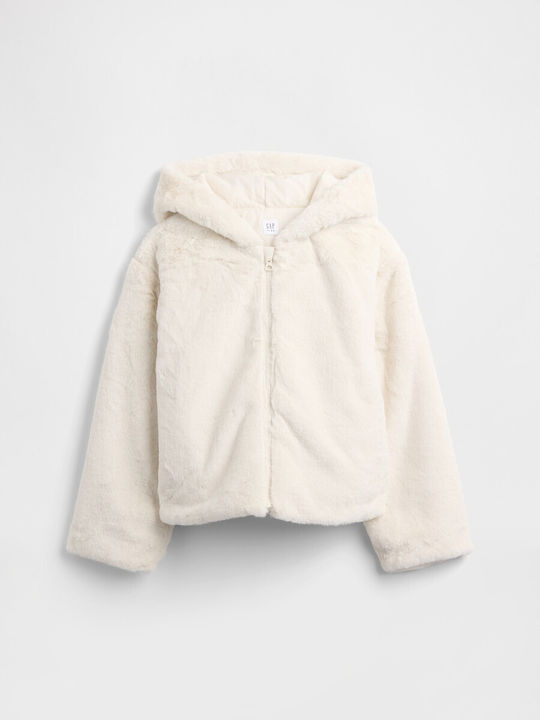 Kids' Fur Long with Hood Ivory Cream Frost