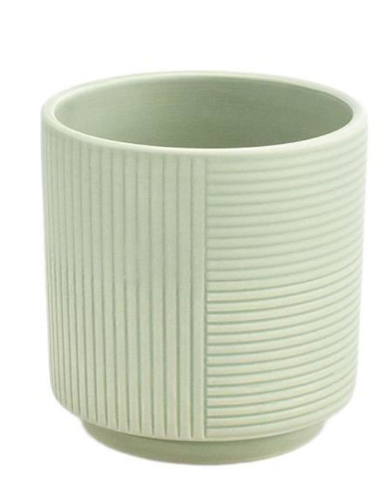'groove' Pastel Planter Ceramic Green 10x10x10cm.