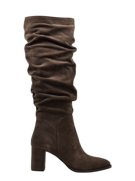 Fardoulis Leather Medium Heel Women's Boots Brown