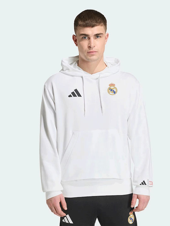 adidas Real Madrid Φούτερ Λευκό με Κουκούλα