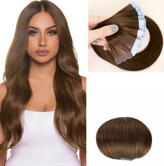 Remy Hair Sticker Extension with Natural Hair Remy in Dark Chestnut Color 4 55cm 4pcs