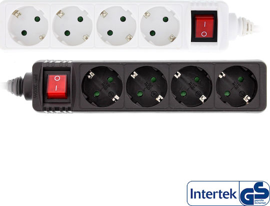 InLine Power Strip 4 Positions with Switch and Cable 5m