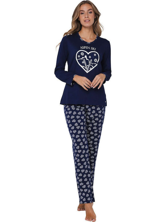 Pastunette Winter Damen Pyjama-Set Marineblau