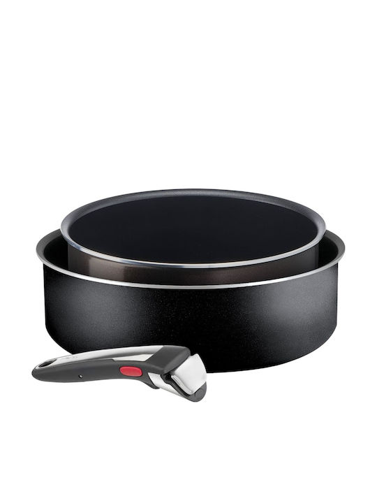 Tefal Ιngenio Σετ Κατσαρόλες από Αλουμίνιο Black 20 & 24cm με Αντικολλητική Επίστρωση 3τμχ