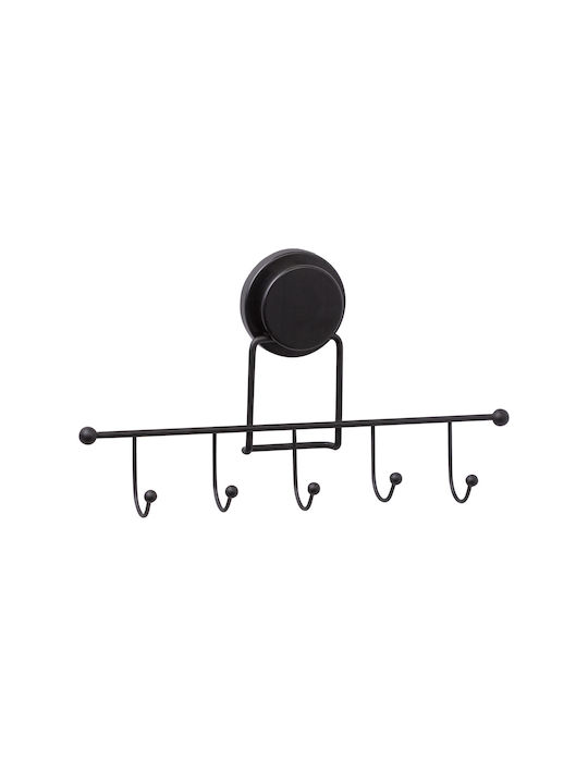Metalife Wall-Mounted Bathroom Hook with 5 Positions ​6.5x31.5cm Black