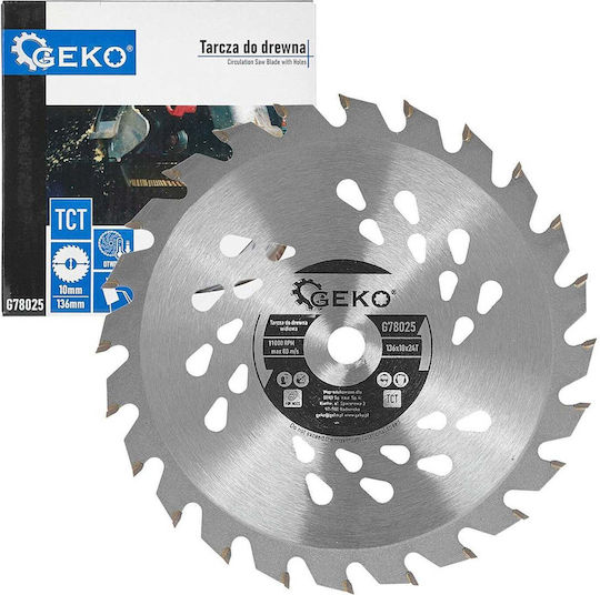 Geko Cutting Disc Wood Hole Diameter 136mm with 24 Teeth 1pcs