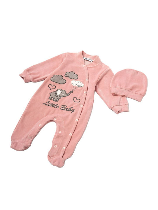 Evita Baby Bodysuit Set Long-Sleeved Velvet Pink 2pcs
