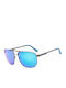 Guess Men's Sunglasses with Grey Metallic Frame and Blue Gradient Mirror Lens