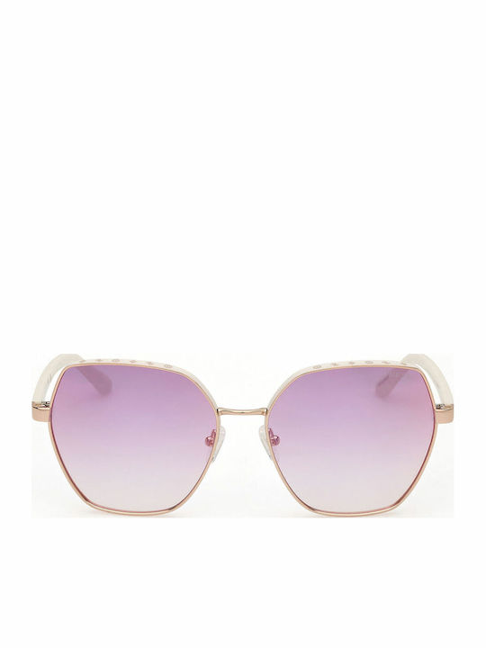 Guess Ochelari De Soare Pentru Femei Cu Ramă Metalică Neagră Și Lentile Violet Degrade