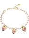 Guess Women's Steel Gold Plated Bracelet with Pearls 21cm