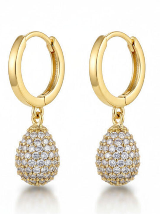 Velegrakis Earrings Hoops made of Gold 9K with Stones