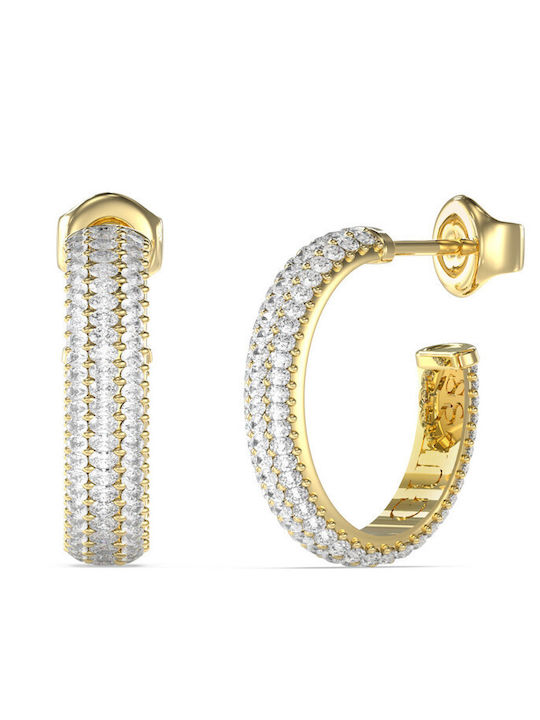 Guess Earrings Hoops made of Steel Gold Plated with Stones