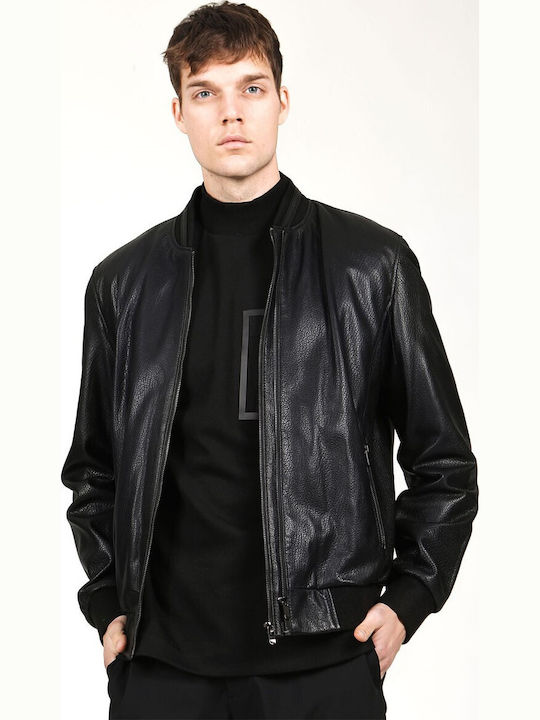 Jacket Club Δερμάτινο Μπουφάν Μαύρο