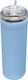 TnS Bottle Thermos 710ml INOX STRAW LIGHT BLUE with Straw