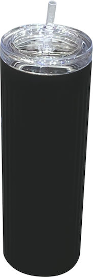 TnS Bottle Thermos 710ml INOX STRAW BLACK with Straw