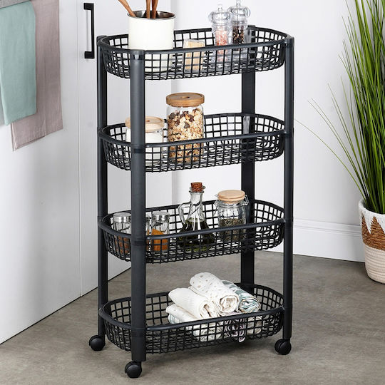Excellent Houseware Lebensmittelregal Kunststoff 4 Ebenen Schwarz Excellent Houseware Lebensmittelregal Kunststoff 4 Ebenen Schwarz