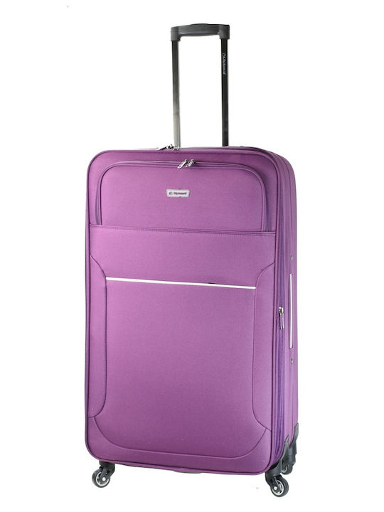 Diplomat Large Travel Collection Large Fabric Purple Suitcase With 4 Wheels Height 76cm