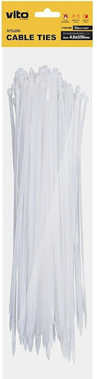 Vito Plastic Cable Ties 350mm x 4.8mm in White Colour 50pcs