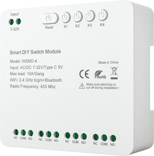 Avatto WSMD-4-32V Smart Switch 4 Channels Wi-Fi Bluetooth & RF 10A