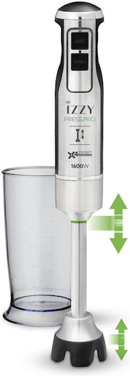 Izzy IZ-1704 Press Pro Hand Blender with Stainless Steel Rod 1600W Silver